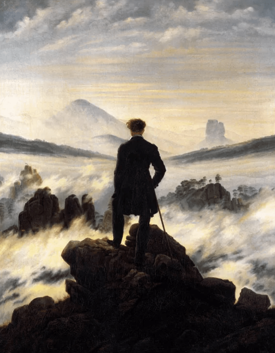 le voyageur contemplant une mer de nuages de de Caspar David Friedrich